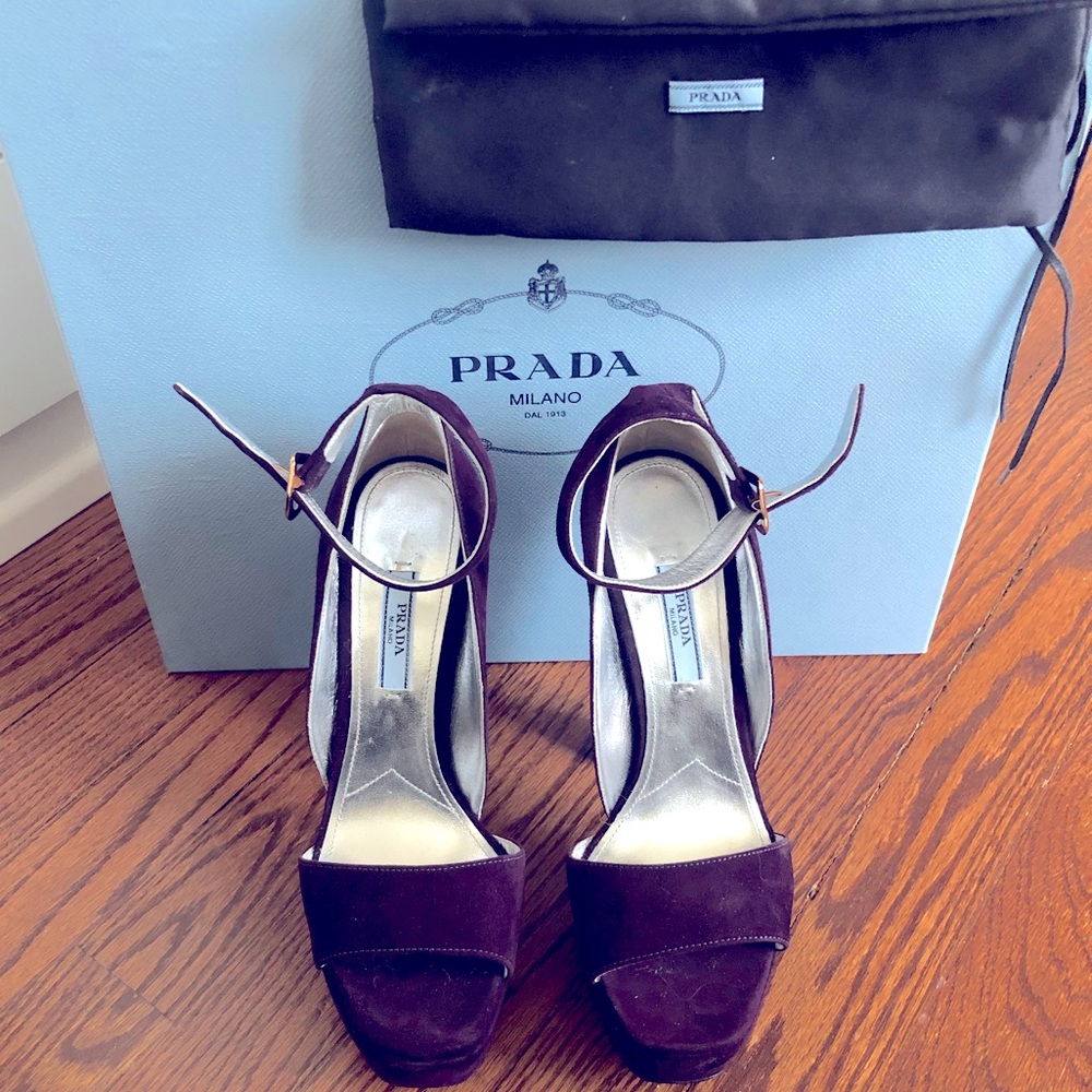 Prada Calazture Sandals - Plum Suede NEW IN BOX